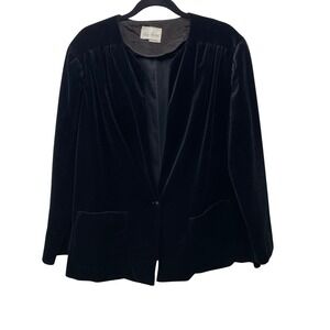 Lady Devon Vintage Black Velvet Blazer Jacket Plus Size 44 Union Made USA Goth